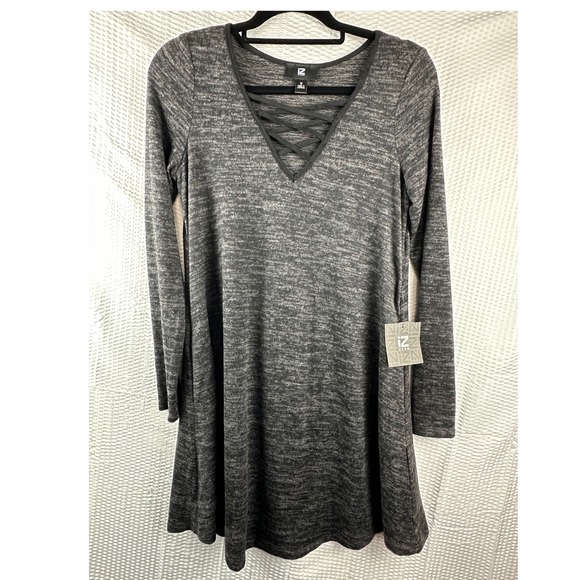 Iz Byer Dresses & Skirts - IZ Byer Women's‎ Black Crisscross V-Neck Long Sleeve A-Line Dress MEDIUM NWT